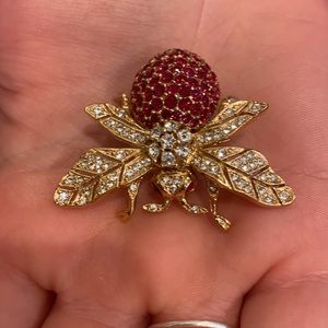 Ciner Anniversary 18K plated brooch w/ crystals.